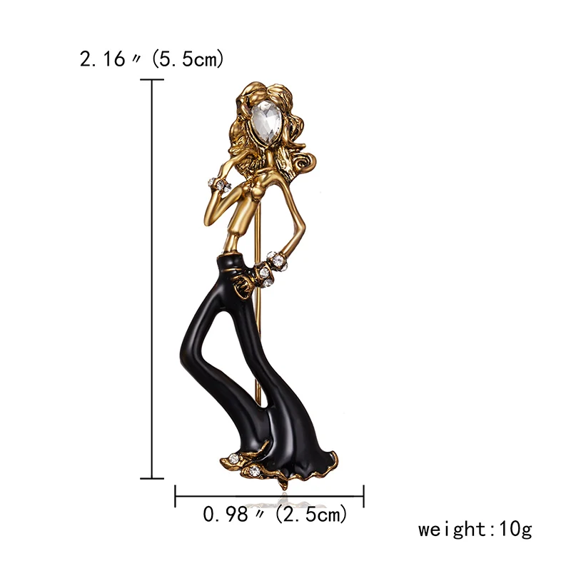 Горный хрусталь броши сияющие хрустальные балетные танцы девушка балерина Эмаль Брошь шпильки девушки женщины лацкан платье шляпа бижутерия - Окраска металла: BC18Y0859