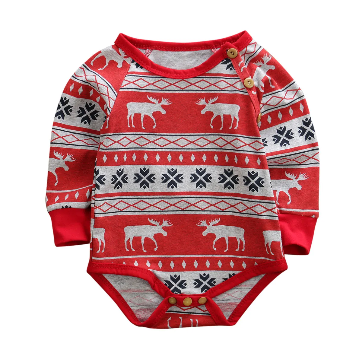 Коллекция года, детская Рождественская одежда Рождественский хлопковый комбинезон для новорожденных мальчиков и девочек, Рождественский комбинезон с рисунком оленя, одежда для детей возрастом от 0 до 18 месяцев - Цвет: Bodysuit Red