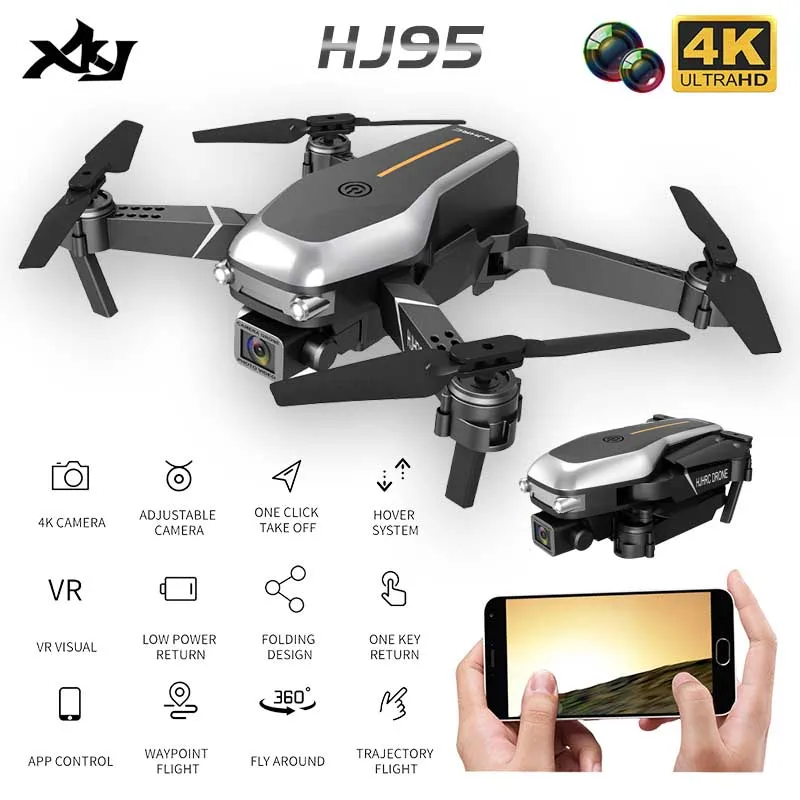 XKJ Новый Радиоуправляемый Дрон HJ95 4K HD Двойная камера Безголовый режим профессиональная аэрофотосъемка