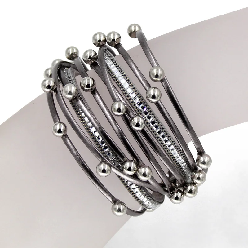 Multi layer Leather Bracelets for Women Fashion Imitation Pearl Ladies Wrap Friendship Bracelets Female Gifts