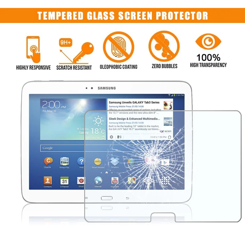 

For Samsung Galaxy Tab 3 10.1 P5200 GT-P5210 Full Tablet Tempered Glass 9H Premium Anti-fingerprint Film Protector Guard Cover