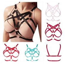 Готический нательная обвязка нижнее белье ремень кроп-топы портупея бюстгальтер сексуальный, Hollow Out Elastic ремень для регулировки бюстгальтер танцевальная одежда в стиле рейв для Для женщин