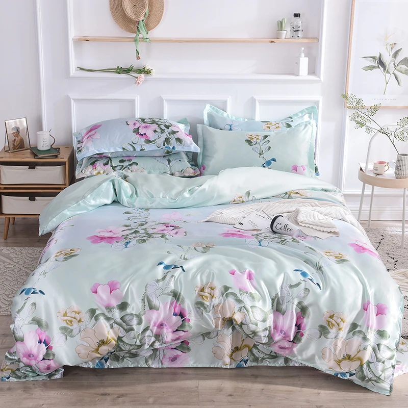 Simple Bed Fitted Sheet Elastic Sheets Bedspread King Size Bedding Cover Floral