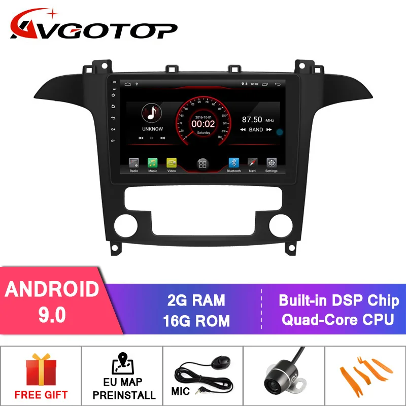 

AVGOTOP Android 9 Bluetooth GPS Car Radio DVD Player For FORD S-MAX 2008-2010