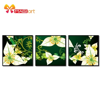 

Cross stitch kits Embroidery needlework sets 11CT water soluble canvas patterns 14CT Oil painting green flowers-NCMF097
