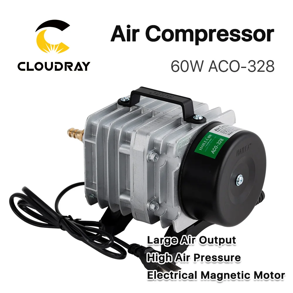 Cloudray 60 Вт Воздушный Компрессор Электрический магнитный воздушный насос для CO2 лазерная гравировка резка машина ACO-328