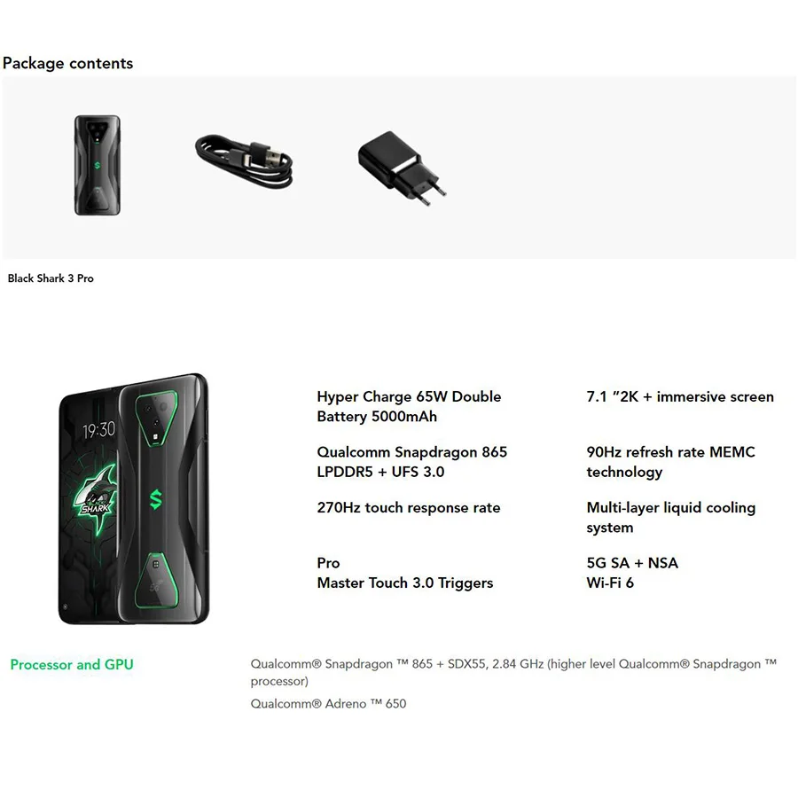 Global Version Xiaomi Black Shark 3 Pro 5G Gaming Mobile Phone 12GB 256GB Snapdragon 865 5000mAh 7.1 Global Version Xiaomi Black Shark 3 Pro 5G Gaming Mobile Phone 12GB 256GB Snapdragon 865 5000mAh 7.1