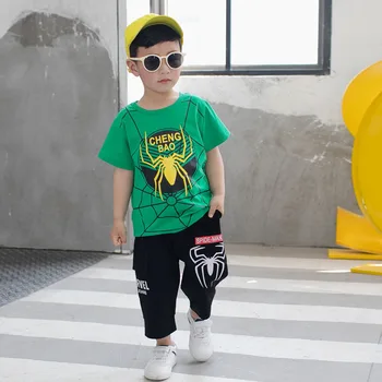 

Boys Summer Kids Clothes Sets For Boys 3 4 5 6 7 8 Year Cartoon Spiderman Cotton Short Sleeve T-shirt & Pants Boys Outfits