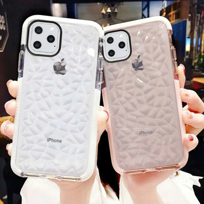 

L-FADNUT Transparent Diamond Phone Case For iPhone X Xr Xs 11 Pro Max Shockproof Silicone Bumper 6 6S 8 7 Plus 5 5S SE Cover