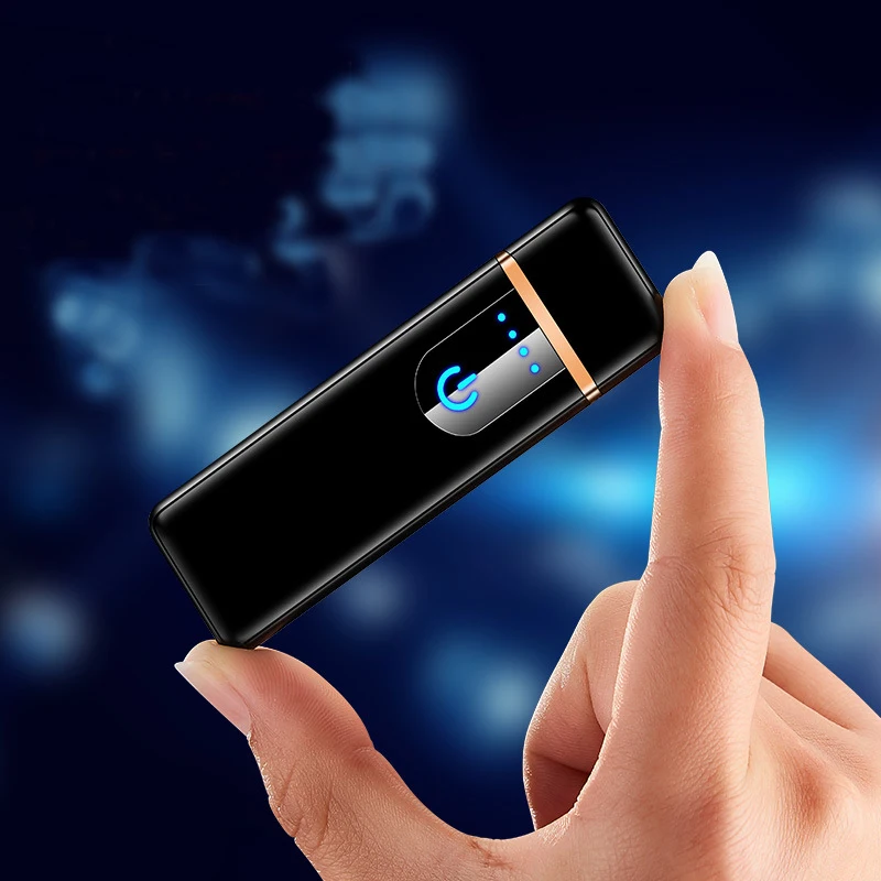 USB Перезаряжаемый сенсорный экран электронный вольфрамовый цинковый сплав прикуриватель беспламенный перезаряжаемый бурелом брикет