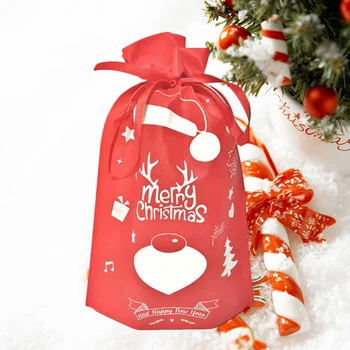 

10pcs Christmas Gift Bags Drawstring Environmentally Nonwoven Gift Bags Candy Bag Party Favor Bag Treat Bags