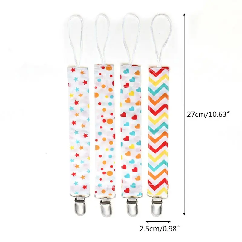 4Pc Dummy Clip Baby Kid Soother Clip Chain Holder Strap Pacifier Modern Design