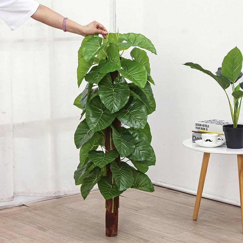 100cm Tropical Monstera Big Artificial Tree Large Fake Plant Plastic Palm Tree Plastic Turtle Leaves For Home Party Office Decor - Цвет: 100cm A