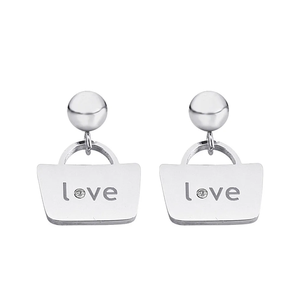 Модные ювелирные изделия из нержавеющей стали, милые серьги-гвоздики в форме чемодана с кристаллами, лучший подарок для женщин и девушек