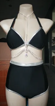 

Swimwear Swimsuit Bikini Diamond Chain Rhinestone New Two Piece Women Low Waist Bikinis Set Fits True to Size, Take Your Normal