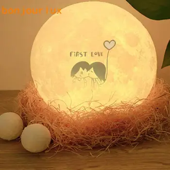 

3D moon lamp print Rechargeable night light 3 Color Control lamp lights 16 Colors Changeable Remote LED moon light gift 5v 1A