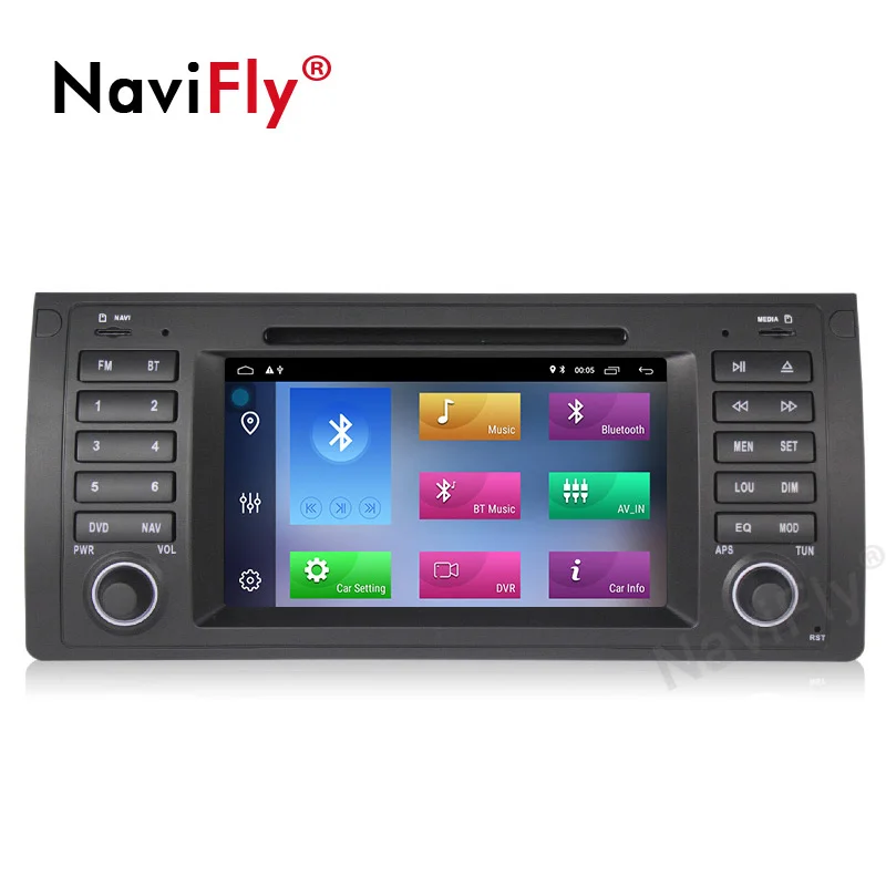 Sale NaviFly Android 9.1 Car GPS DVD Navigation for BMW 5 series E39 X5 E53 Multimedia player Stereo Wifi Quad Core RAM 2G ROM 32G BT 1
