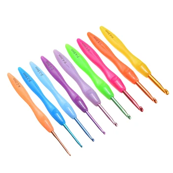 

9PCS/SET DIY Aluminium Crochet Hooks 2/2.5/3/3.5/4/4.5/5/5.5/6 mm Kit Smooth Needle Plastic Handle Sweater Knit Weave