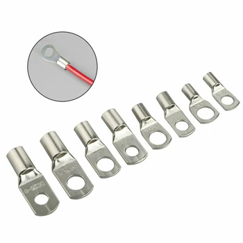 

140xCopper Tube Terminals Battery Welding Cable Lug Ring Crimp Connector Kit Box