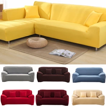 

22 Solid Color Spandex Modern Stretchable Elastic L shape sofa cover