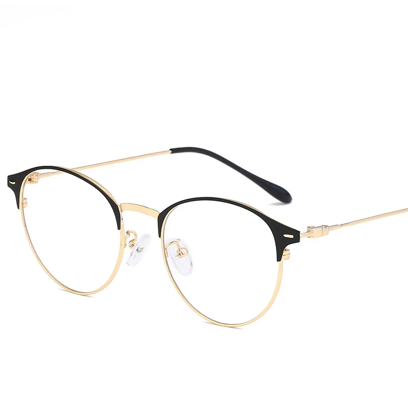 Iboode, новинка, металлическая оправа, очки, мужские очки, прозрачные линзы, очки, оптическая близорукость, очки для женщин - Цвет оправы: Black Gold