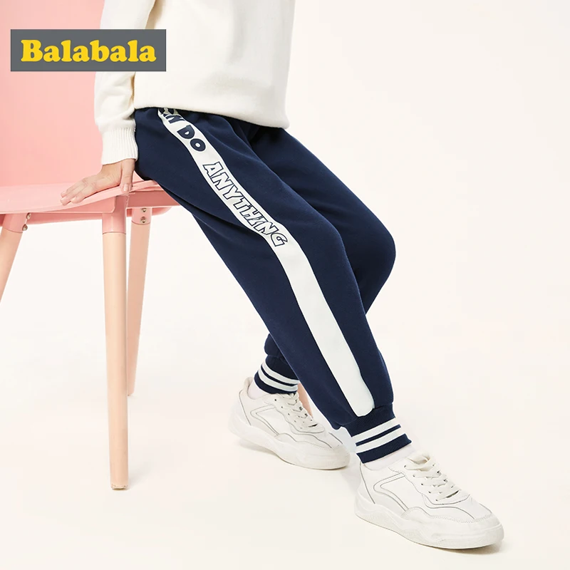 Balabala Children clothing girls pants children plus velvet warm sports pants new autumn and winter big fashion