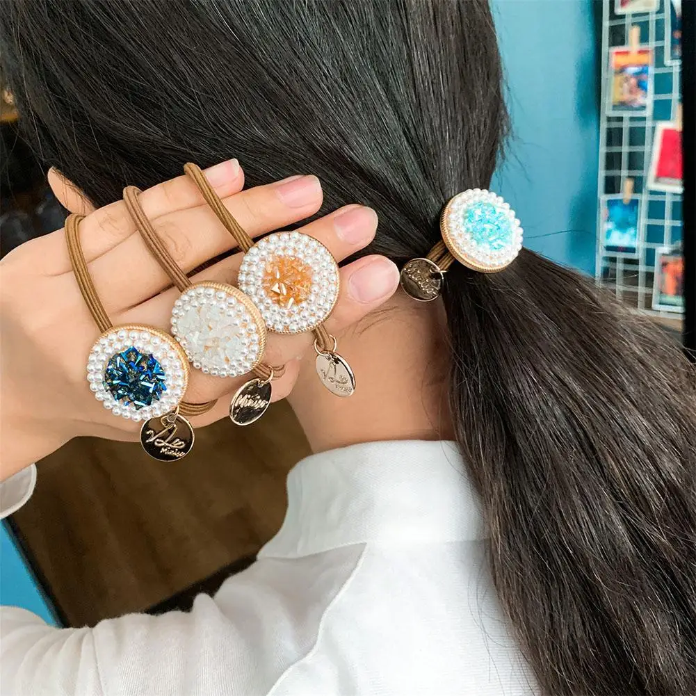 Резинки для женщин Девушка Yfashion головная повязка лента для волос головной убор Расширенный Алмаз Двойной круглый высокие сильные волосы веревка
