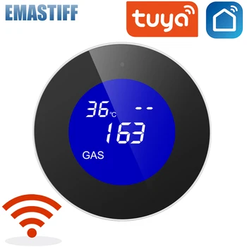 Sensor de fugas de GAS LPG con pantalla LCD, alarma, detector de seguridad contra incendios, Control por aplicación, Control de temperatura inteligente para el hogar, Tuya, WiFi