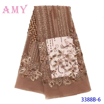 

French Lace Fabric Beaded African Lace Fabric 2020 High Quality Lace Embroidered Fabric for Nigerian Wedding Dress AMY3388B