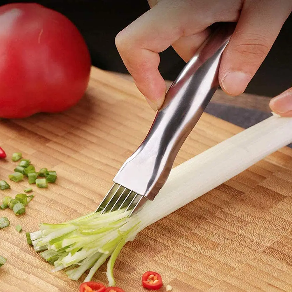 Stainless Steel Vegetable Garlic Cutter Shred Silk Knife Green Onion Slicer Food Chopper for Kitchen Potato Scallion Fruit Kiwi fruit slicer garlic chopper food slicer vegetable shredder