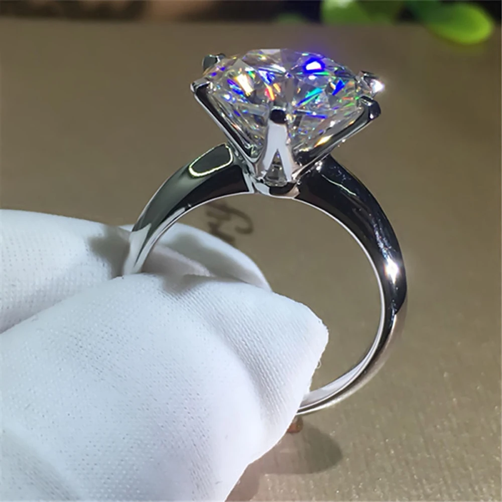 

Custom Solid 18K Au750 White Gold Women Wedding Party Engagement Ring 1 2 3 4 5 Carat Round Moissanite Diamond Ring Trendy Cute