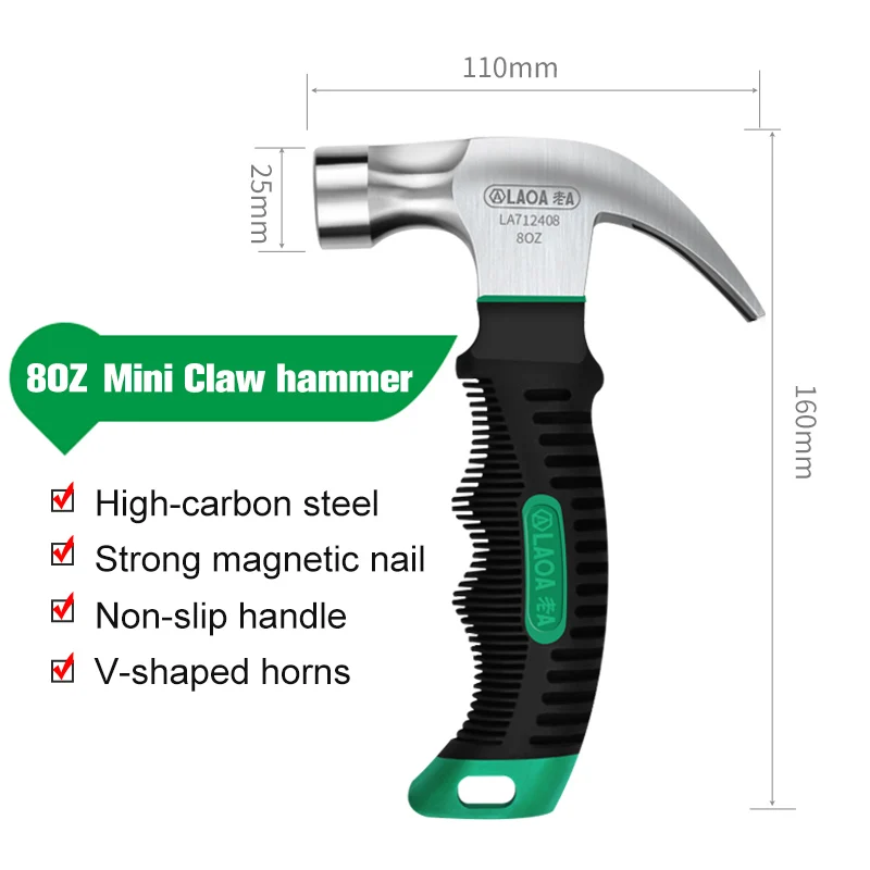 LAOA Mini Claw Hammer 8OZ Nail Hammer Tool Steel Woodworking Striking and Electronic Tools 6