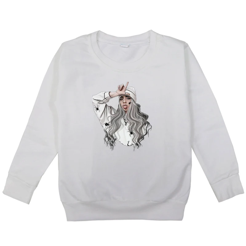 Флисовая Детская толстовка Billie Eilish; толстовки для маленьких мальчиков и девочек; повседневные хлопковые топы с длинными рукавами для детей; сезон весна-осень; детские футболки