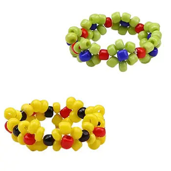 

2pcs Hand Knitted Rings Plastic Beads Rings Adorable Hand Jewelry Party Favors Creative Gifts Assorted Color