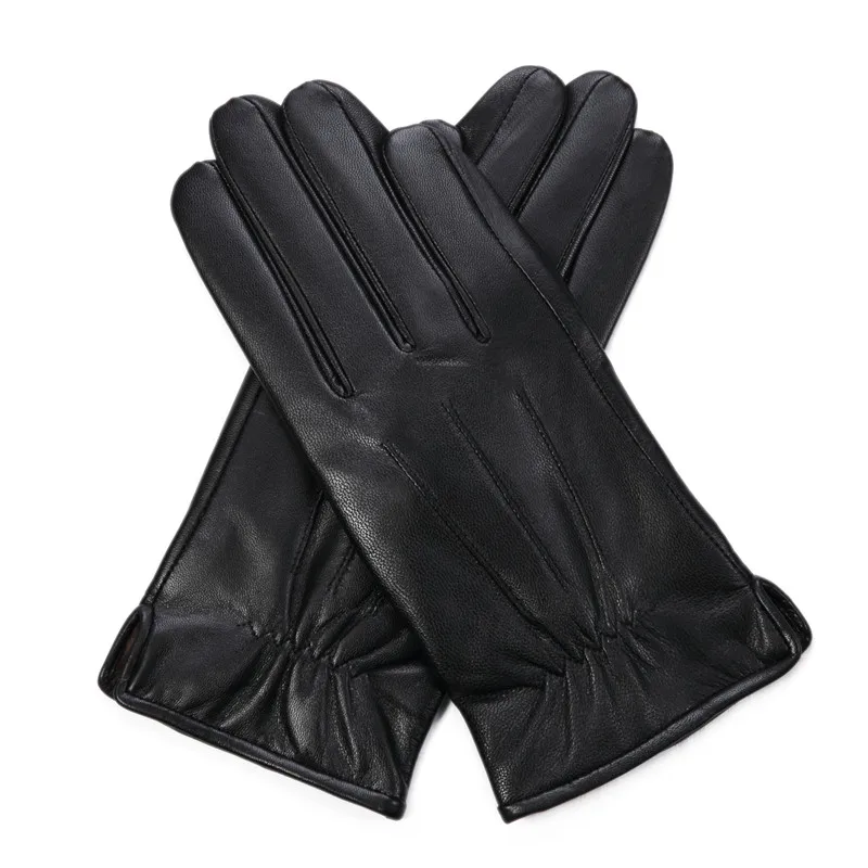 Зимние кожаные перчатки мужские перчатки с сенсорным экраном черные модные теплые перчатки для вождения Goatskin варежки мужские Guantes Luvas