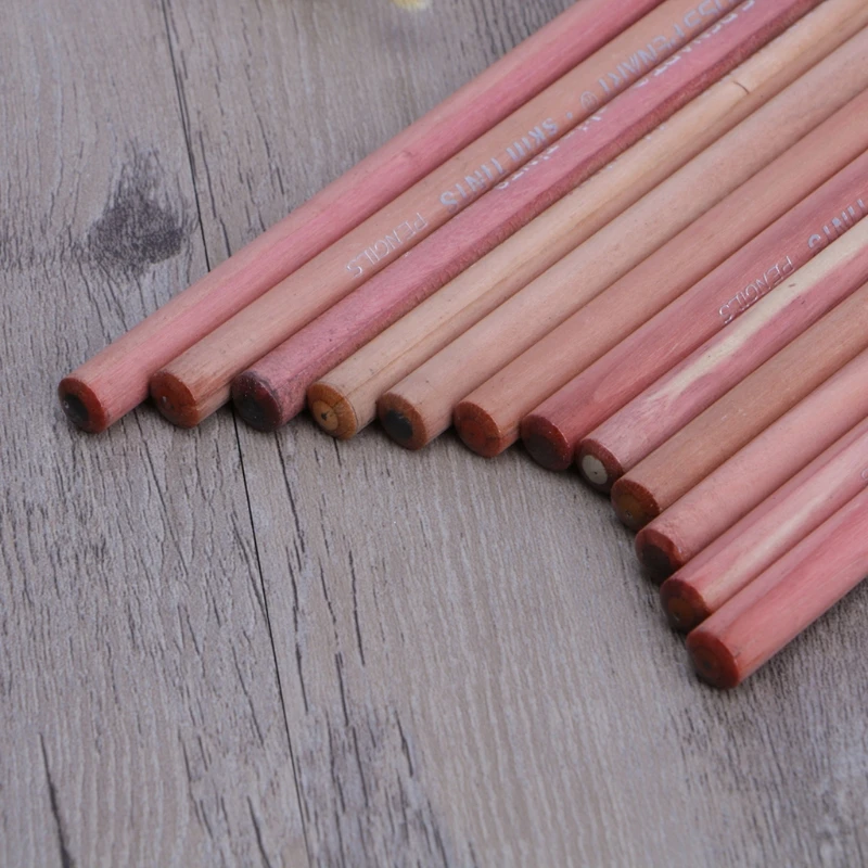12 шт Профессиональные мягкие пастельные карандаши Дерево оттенок кожи пастельные цветные карандаши