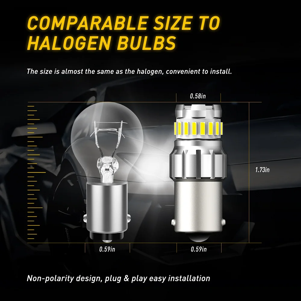 2pcs P21W 1156 BA15S LED Canbus 전구 Skoda 자동차 조명 차례 신호 역방향 브레이크 라이트 R5W 4014 LED 12V 자동차 램프 DRL