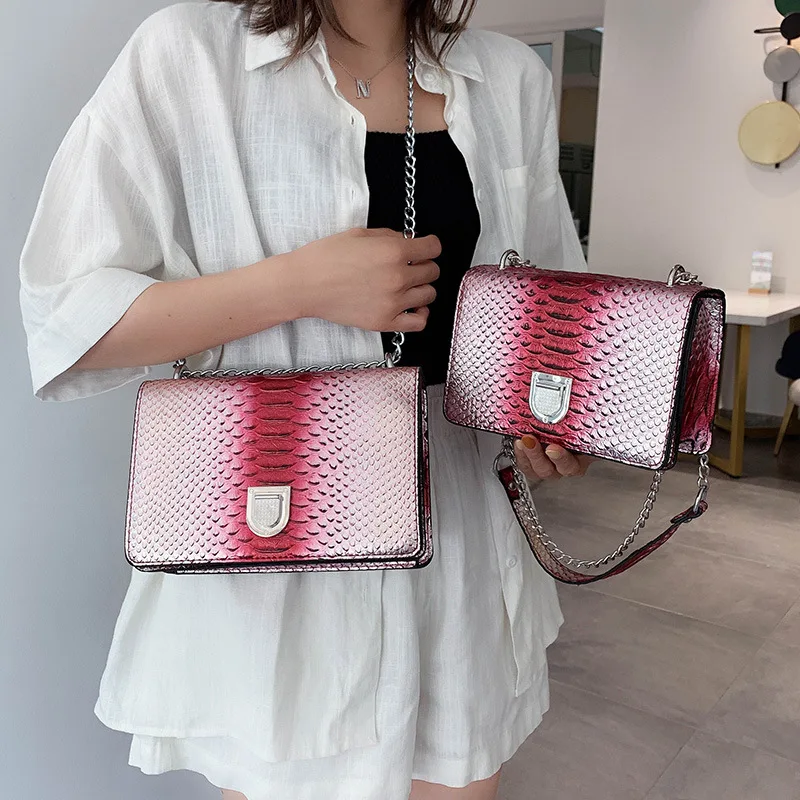 

Women's Simple Summer Serpentine Crossbody Shoulder Bag Luxury Brand Designer Female Messenger Bag Snake Pattern Handbag