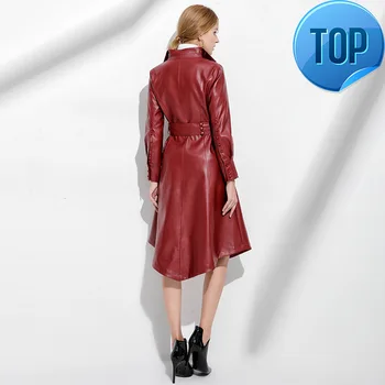 

Size 3XL Plus Autumn Winter Women Faux Leather Jacket Lady Red Elegant Overcoat Work Wear Female Pu Leather Coats LX2006