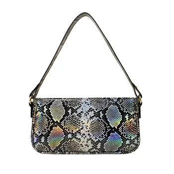 

Vintage Snake Print Handbag Totes Women PU Leather Retro Serpentine Travel Street Underarm Shoulder Bags Clutches Purse