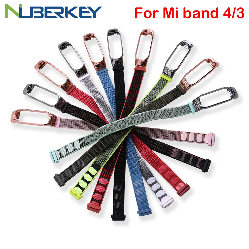 

Mi Band 3 4 Strap bracelet Metal spring nylon Wristband Smart Band Accessories wrist and Mi Band 3 for Xiaomi mi band 4 bracelet