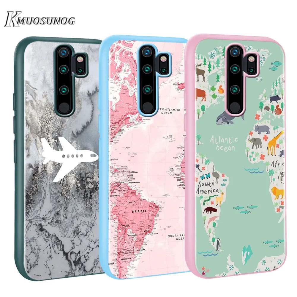 

for Xiaomi Redmi Note 8T 8 7 6 Pro Baseus Candy Color Cover World Map Travel Plans for Redmi Note 5 Pro 5A 4 4X Case