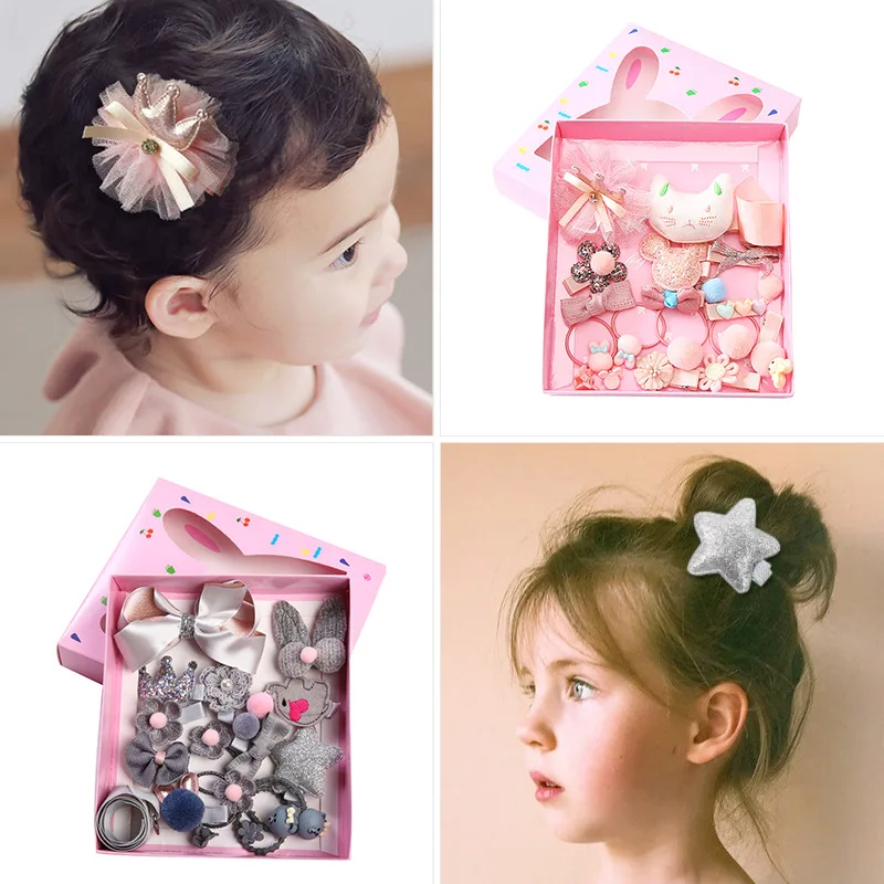 Южная Корея Dongdaemun, 18 шт., Детские аксессуары для волос, заколки, набор для девочек, бант, повязка на голову, заколки, Детская повязка на голову