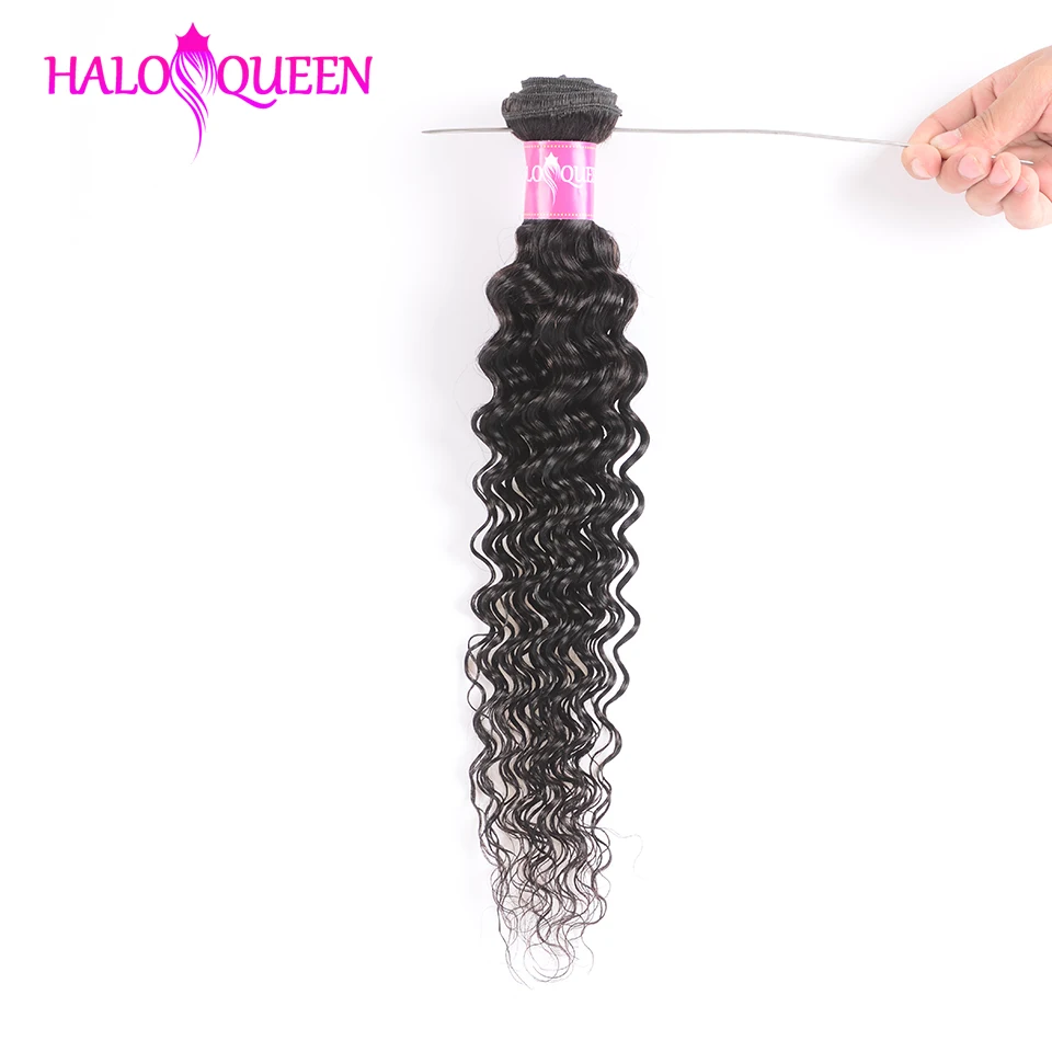 

HALOQUEEN Deep Wave Indian Hair Bundles Weave Bundles Hair 100% Human Bundles Natural Color Non Remy Hair Weave 1 Pieces