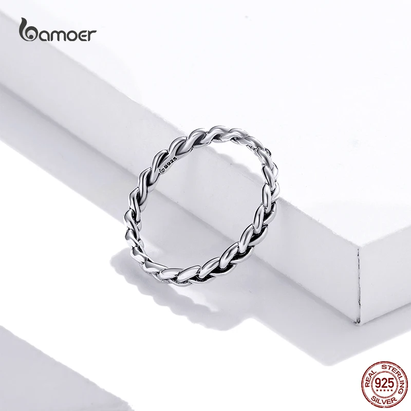925 Sterling Silver Simple Braided Ring For Women Classic Elegant Stackable Ring Wedding Jewelry Accessories silver rings silver ring wedding rings