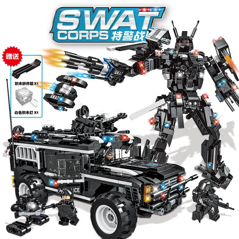Новинка 1077 шт. большой размер 0553 спецназ корпус военный воин бронированный автомобиль робот DIY строительные блоки кирпичи игрушка для
