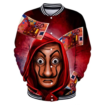

Salvador Dali Mask Mens Baseball Jackets Spring Fashion Money Heist The House Of Paper La Casa De Papel Bomber Jackets Men
