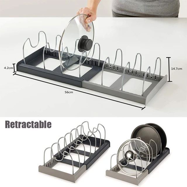 Stainless Steel Retractable Lid Rest Stand Pot Pan Cover Spoon Holder  Kitchen Drain Shelf Storage Rack