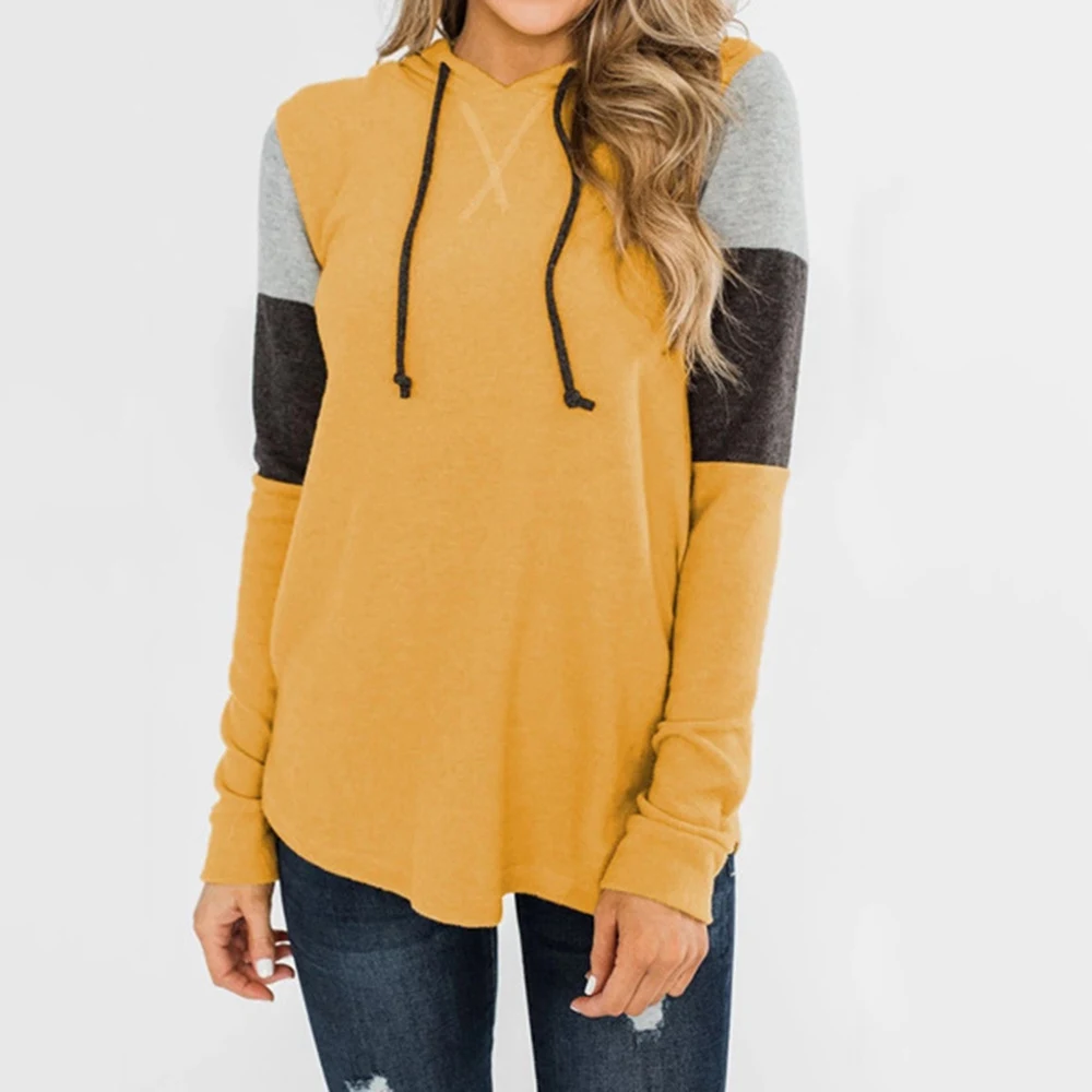 

Oeak Hoodie Sweatshirt Women Casual Loose Thin Patchwork Hooded Girls Feamle Autumn Long Sleeve Tops Women Sweatshirts 2020