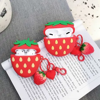 

Personality Strawberry 3D Case For Airpods Pro Cute Silicone Soft Earphone Accessories Ornament Protective For Airpods 2 Cover
